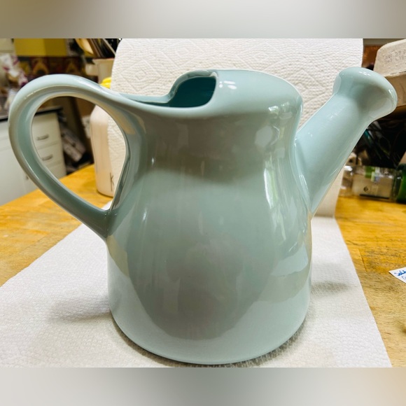 Rae Dunn SHOWER watering pitcher, mint unused condition. Pale blue, 6.5” tall. - Picture 2 of 5